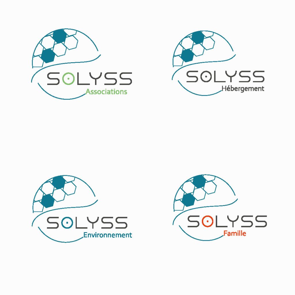 Les versions du logo de la ville de Solyss